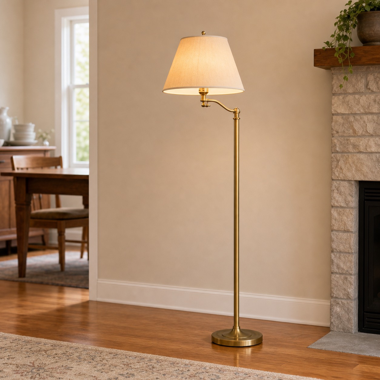 Brass floor lamp in the Maple Street project